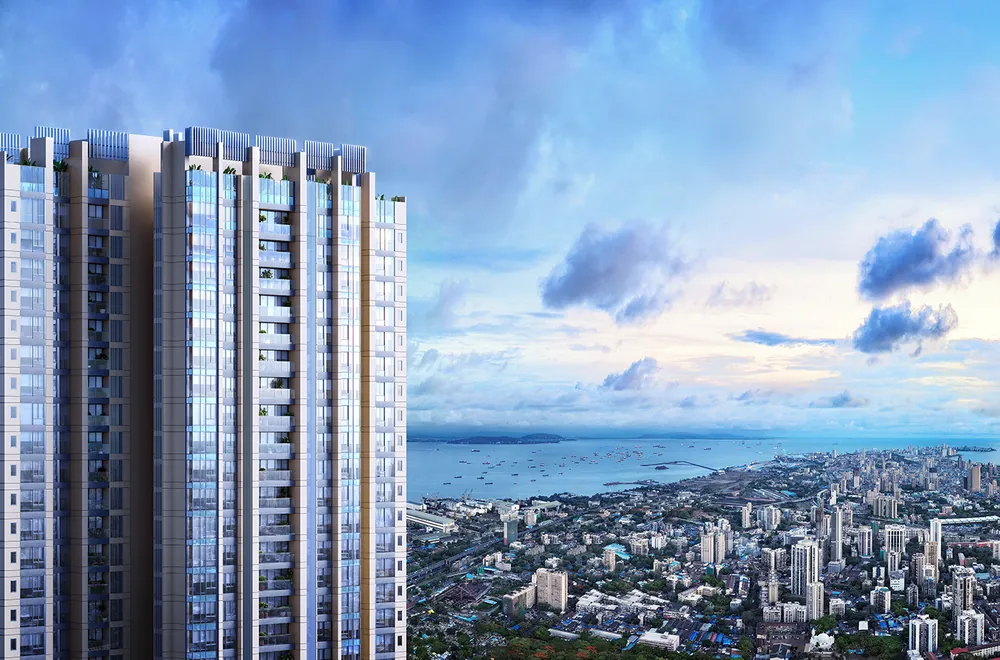 Piramal Aranya, Byculla East — tower overlooking the Eastern Harbour and the South Mumbai skyline